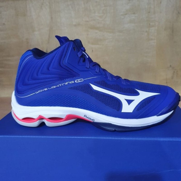 Terlaris ✨ -Sepatu Volly Mizuno Wave Lightning Z6 WLZ6 mid asli - 3. reflex blue, 43