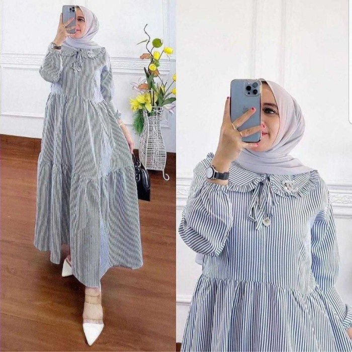 Gamis Wanita Tyara Baju Busana Muslim  Modern Maxi Busui Katun - Pink, L