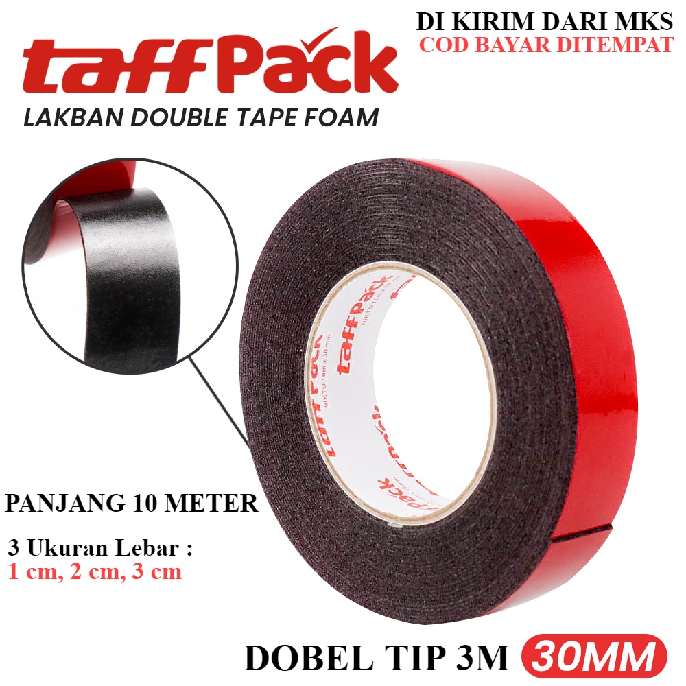 

JOR COD - TaffPACK Lakban Double Tape Foam 10 Meter ANTI AIR - DOBEL TIP Foam DOBELTIP PEREKAT Lakban - Double Tape Serbaguna Tempel Dinding Kayu Besi Plastik Allmunium