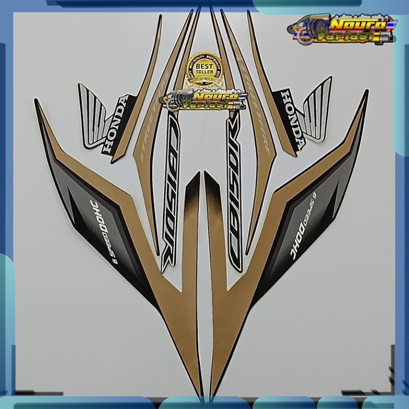Stiker striping honda cb150r cb 150 r 2018  hitam gold  standar   bagus