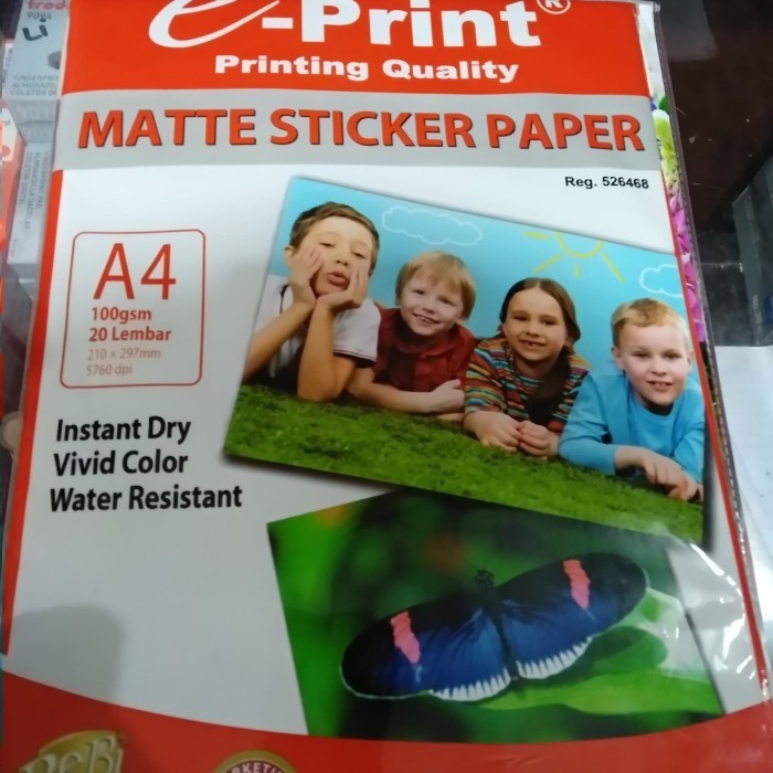 

Kertas matte stiker A4 100 gsm isi 20 lembar