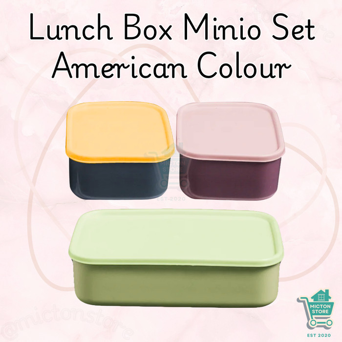 MICTON Lunch Box Minio Set American Colour Premium Kotak Bekal dengan Material Plastik Berkualitas T