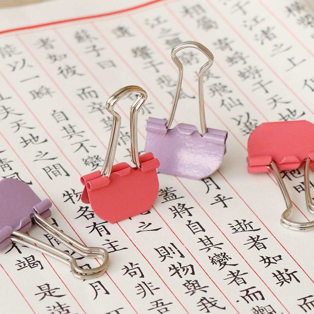 

10pcs Binder Clip Metal Planner Clips Pink Red purple Color Clamp Office Decorative Supplies School Stationery