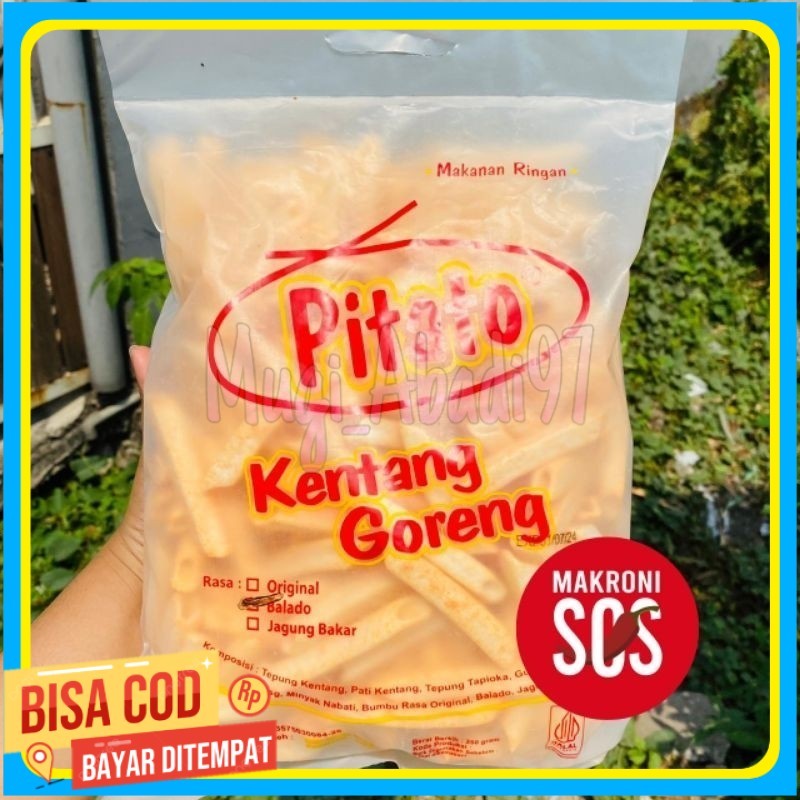 

Makaroni SOS - Pitato Snack Kentang Goreng Balado Pedas Kemasan 250Gr