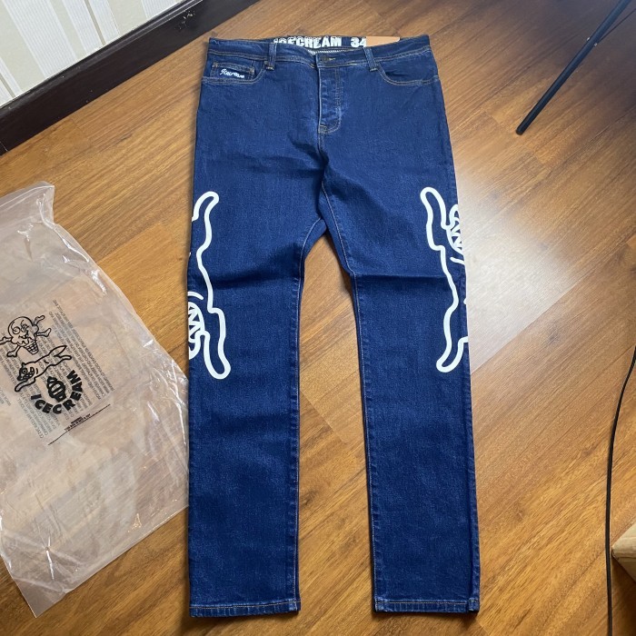 Billionaire Boys Club BBC ICECREAM Running Dog Twins Side print Anton Jeans Denim