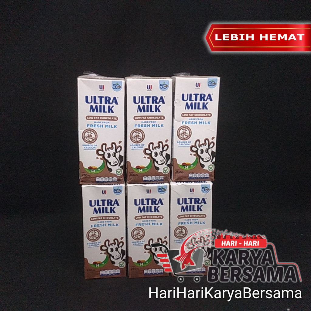 

MINUMAN SUSU CAIR ULTRA MILK LOW FAT COKLAT UHT PACK ISI 6'S X 250ML