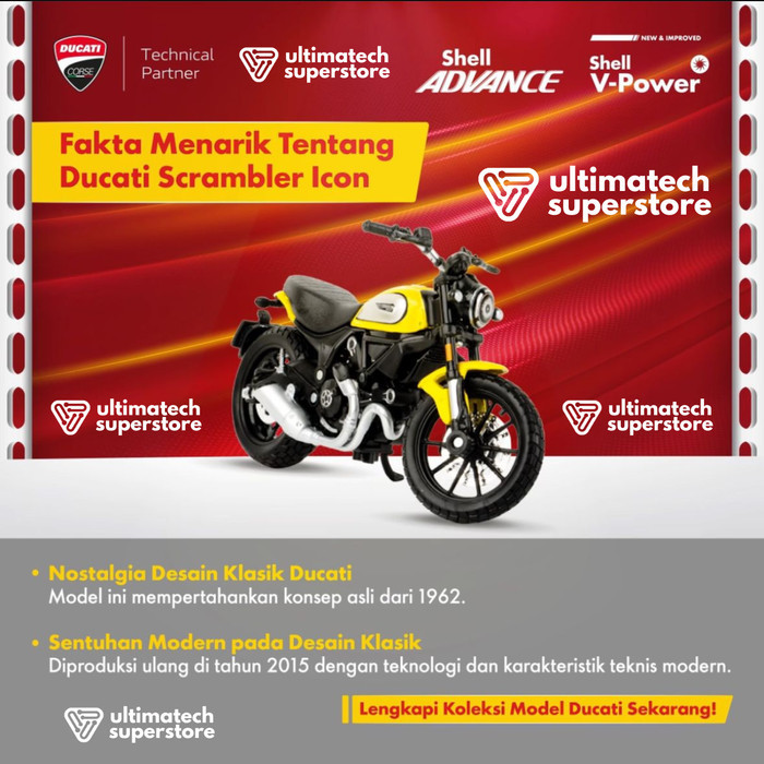 Shell Ducati Scramer Icon Diecast Maisto Scale 118 - Box Damaged