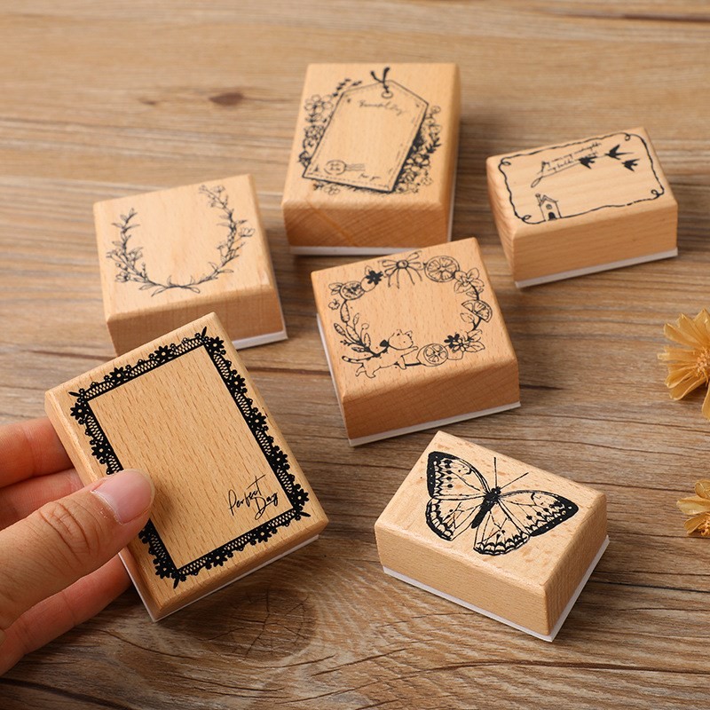 

Wood Mounted Rubber Stamps Butterfly And Cat Decorative Wooden Rubber Stamp for DIY Craft Card Scrapbooking Supplies