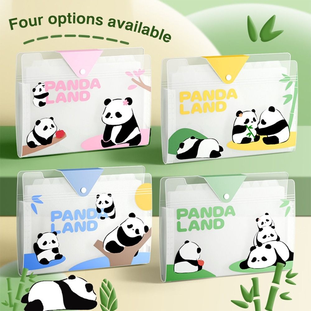 

Fashion 5/8/12 Pockets Expanding File Bag Large Capacity Classified Portfolio Cartoon Panda PP A4 File Folder School Office