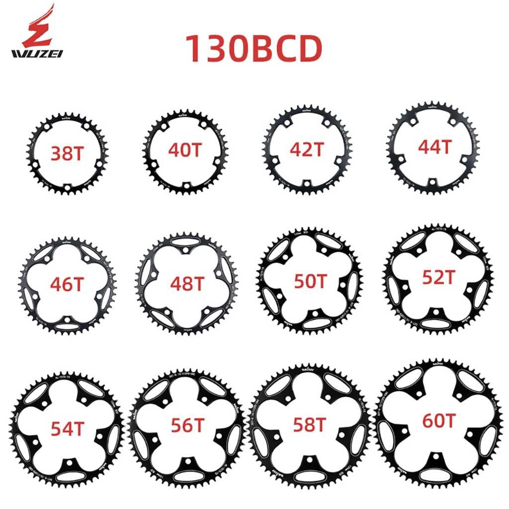 Chainring Wuzei 130 BCD 38T 40T 42T 44T 46T 48T 50T 52T 54T 56T 58T 60T BCD Narrow Wide 130 Alloy