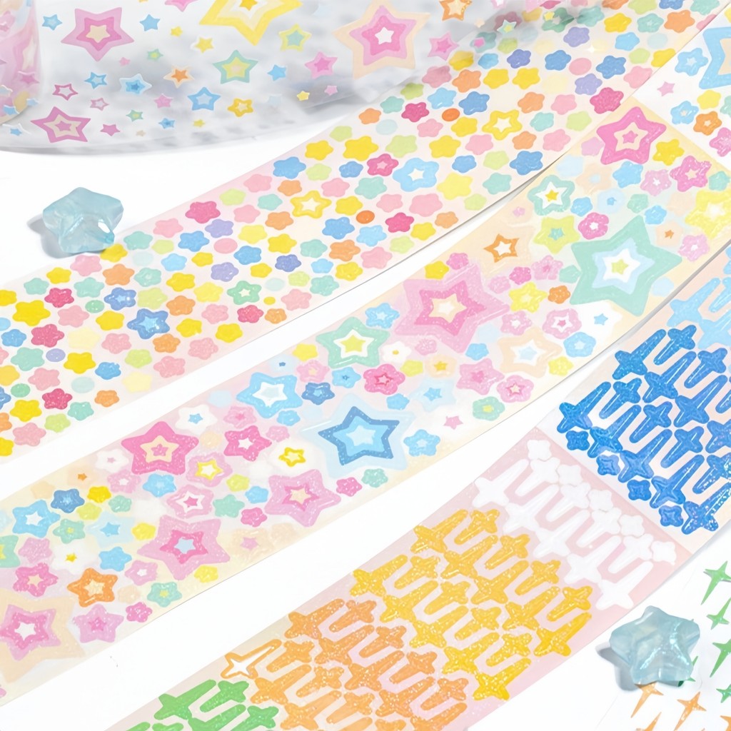 

Star Journey Die-Cut Tape - Glittery Exquisite Decorative Sticker Roll For Journaling Scrapbooking Planner & Toploader Deco