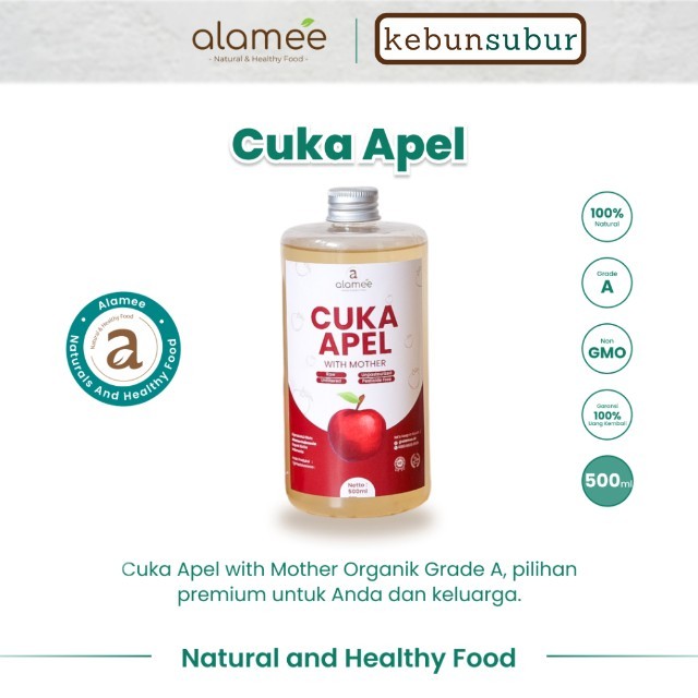 

ALAMEE Cuka Apel Original Organik Apple Cider Vinegar With Mother Sari Buah 500ml Kebunsubur