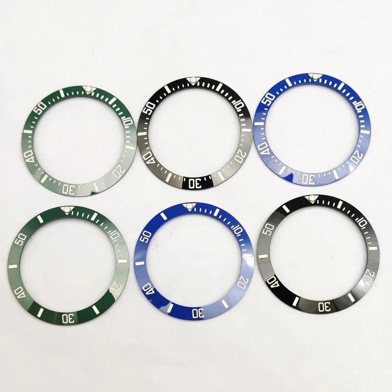 40mm Blue Luminous Wat  Ceramic Bezel Insert Ring Fit Seiko Black King Samurai SRPE Wat  Case Men Di