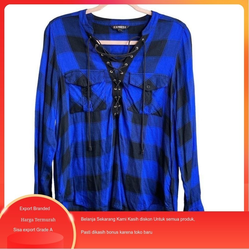 (Sample) EXPRESS KEMEJA KOTAK-KOTAK BIRU (GB-0262)