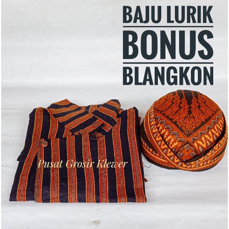 LURIK Baju Lurik Jawa Pria | Baju Lurik Bonus Blangkon | Baju Lurik Jawa Pria | Surjan Lurik Pria | 