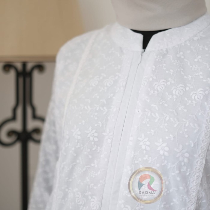 NEW -Baju Gamis Putih cantik / Gamis Wanita Warna Putih / Gamis Putih - Hitam, XL
