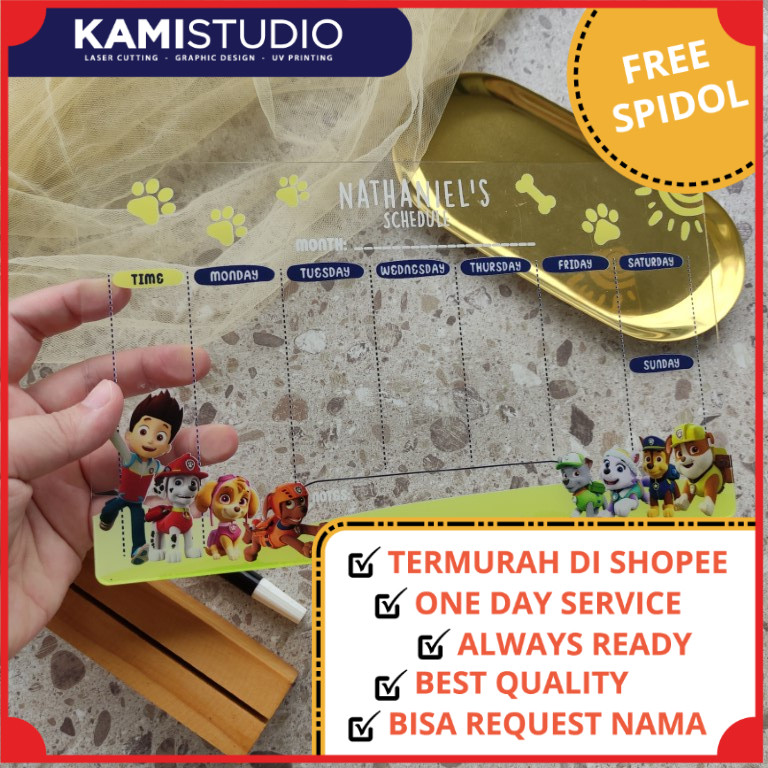 

Acrylic Schedule Board Paw patrol /Akrilik Papan Jadwal Paw patrol /Papan Akrilik skya marshall chase /Planner Paw patrol /acrylic planner Paw patrol /akrilik planner skye chase / akrilik planner GAMBAR Paw Patrol / acrylic planner / to do list Paw patrol