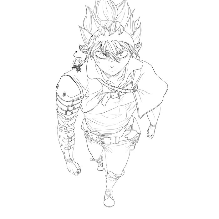 

kertas mewarnai, GAMBAR MEWARNAI tema BLACK CLOVER -ASTA (10 lembar )