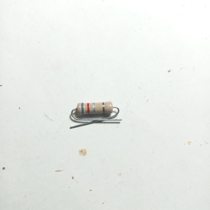 resistor R carbon film 0.82OHM 2w 0.82 ohm 2watt 2 w watt 0.82R 0,82 abu merah perak emas Fajar elek