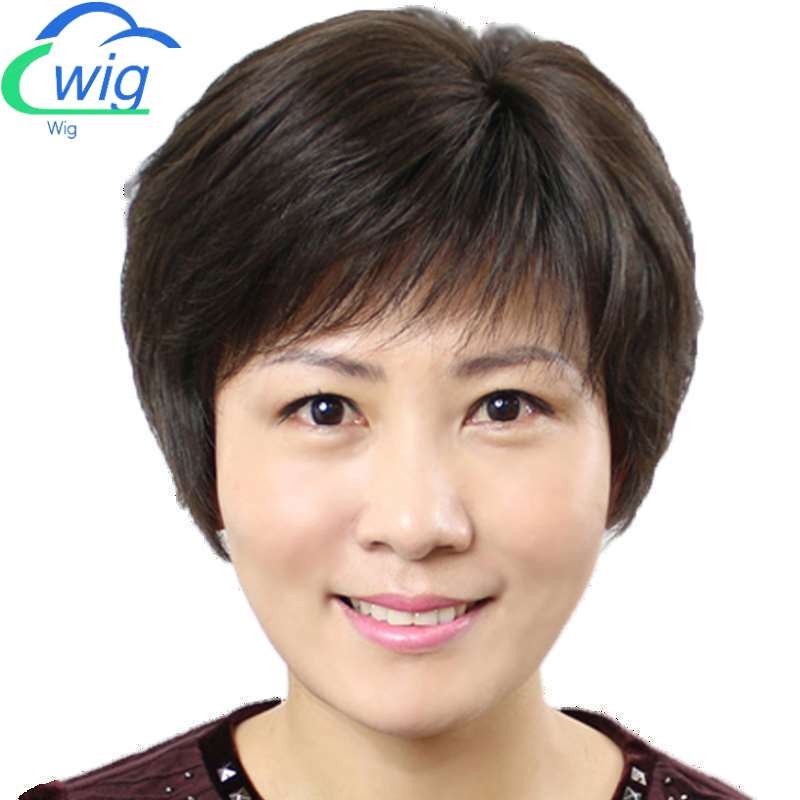 Berikan Ibu sebuah set wig untuk wanita dengan kepala penuh Realis Rambut penuh Top Real untuk wanit