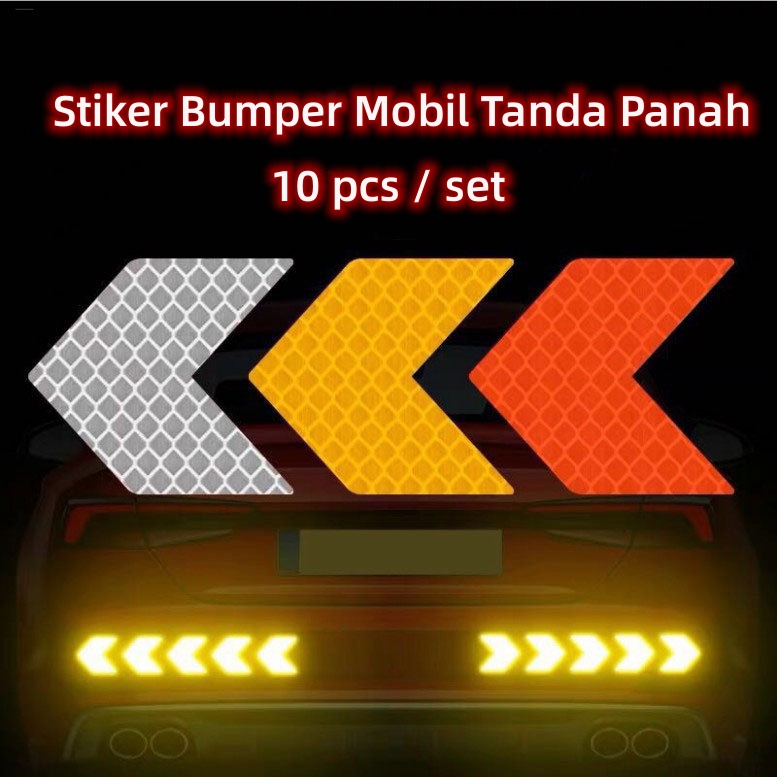 【10PCS】Sticker Mobil Reflektor Keselamatan Stiker Reflektif Untuk Bumper Belakang Mobil Stiker Reflektif Keselamatan Otomotif Super Reflektif Safety Sticker 【Leleh】