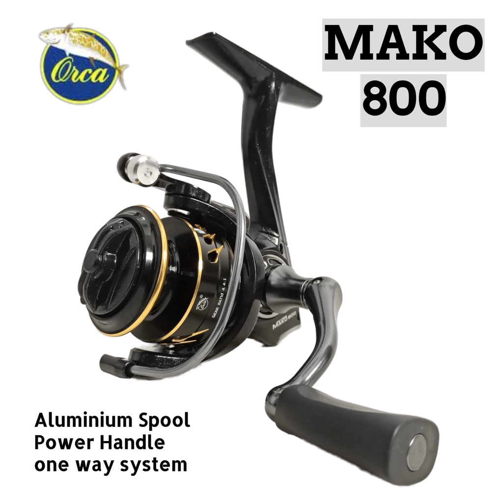 Reel Ultralight Micro Fishing Orca Mako 800 One Way Power Handle Alumunium Spool / Kerekan Gulungan 
