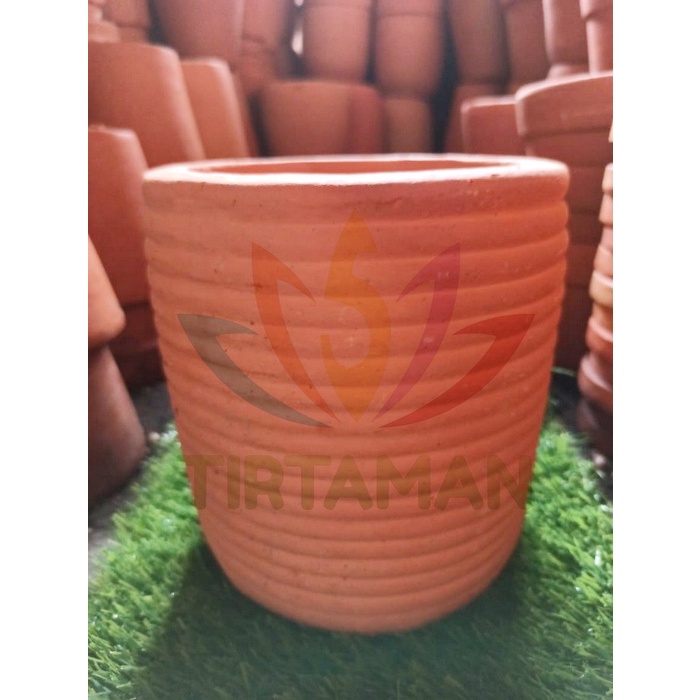 Pot Gerabah Tanah Liat Tabung Diameter 15 Tinggi 17