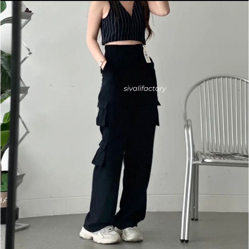 Weijia Fashion Celana Cargo Wanita Terbaru / BONNIE CARGO PANTS / Celana  Panjang Wanita Kekinian / 