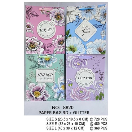 

Paper Bag Fancy Berbagai Ukuran S M L Paper Bag 3D Motif Bunga Random - FD8820S