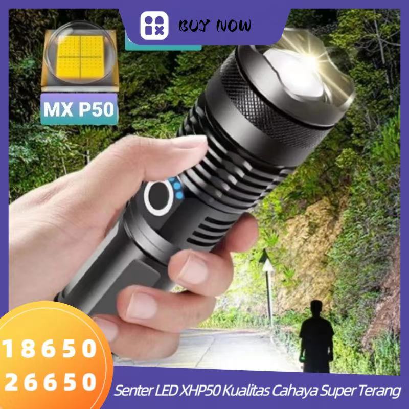 Paket Lengkap Senter LED Taktis XHP50 - Kualitas Cahaya Super Terang
