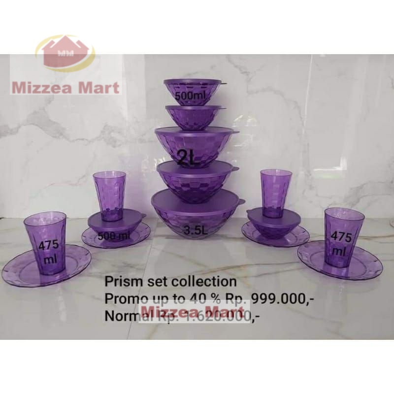 MizzeaMart Tupperware Prism Collection Purple Bowl Prisma Ungu 15pcs