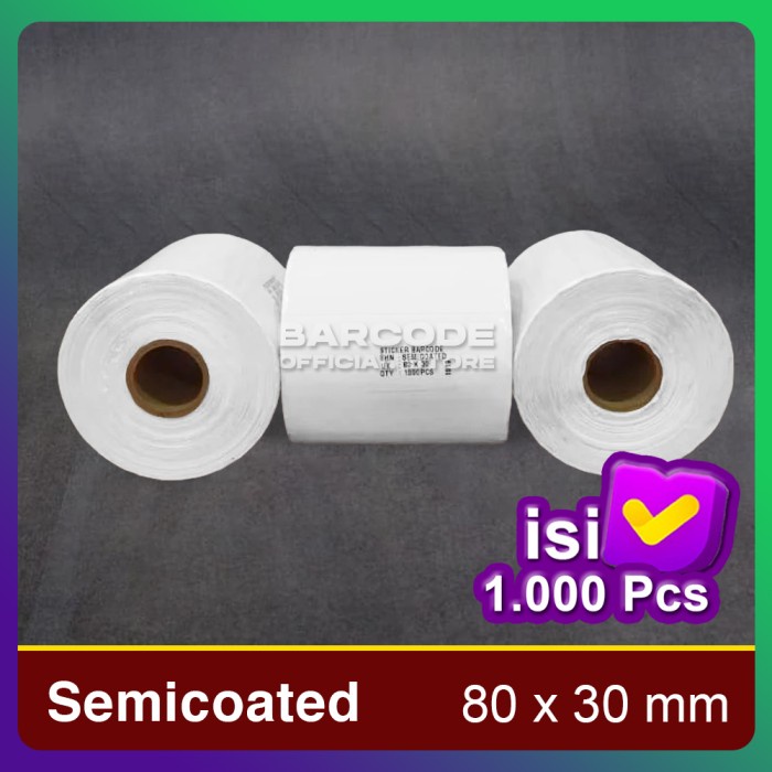 

Label Stiker Bare 80x30 mm 80 x 30 Kertas Semicoated 80x30mm