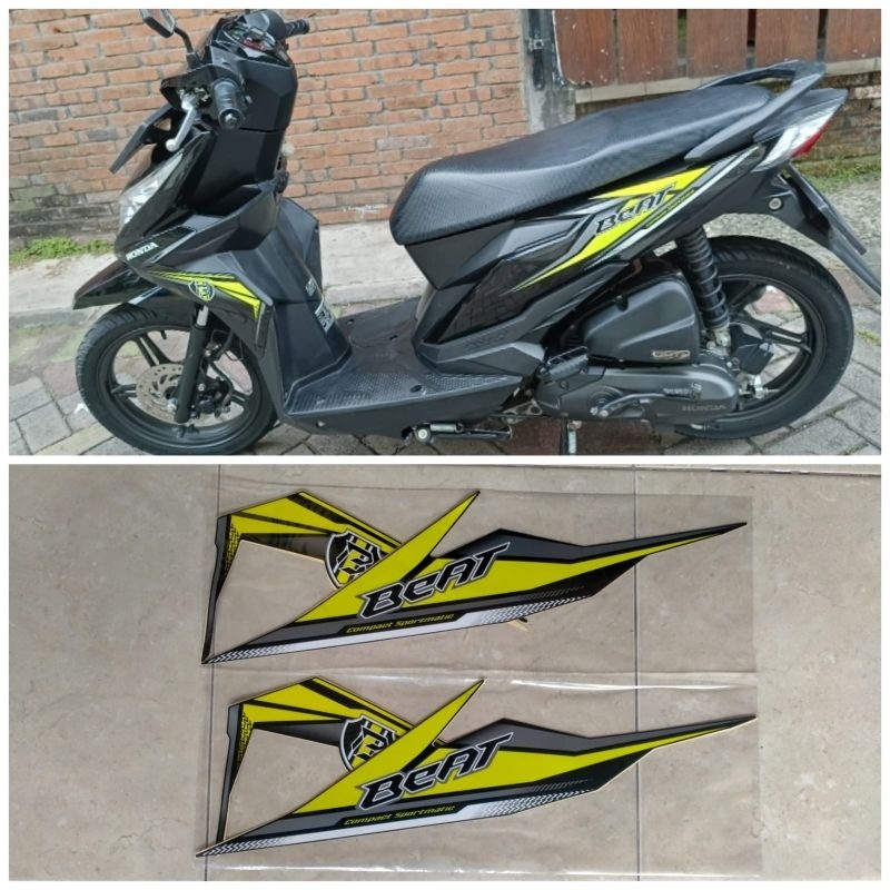 STRIPING STIKER LIS BODY MOTOR HONDA BEAT ISS 2018 HITAM ORISINIL