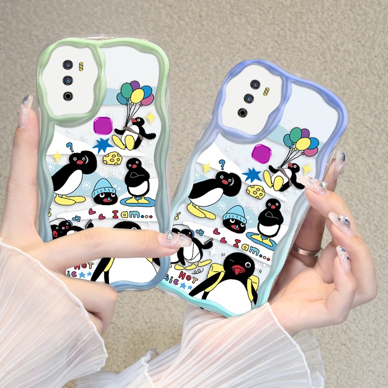 Silicone SoftCase for Infinix Hot 9 Play Hot 8 Hot 8 Pro Hot 9 Hot 9 Pro Tecno Spark 4 5 5 Pro Camon 12 15 15Air 16 S Happy Penguin Penguin lucu Curly Wave TPU handphone Case hal yang lucu