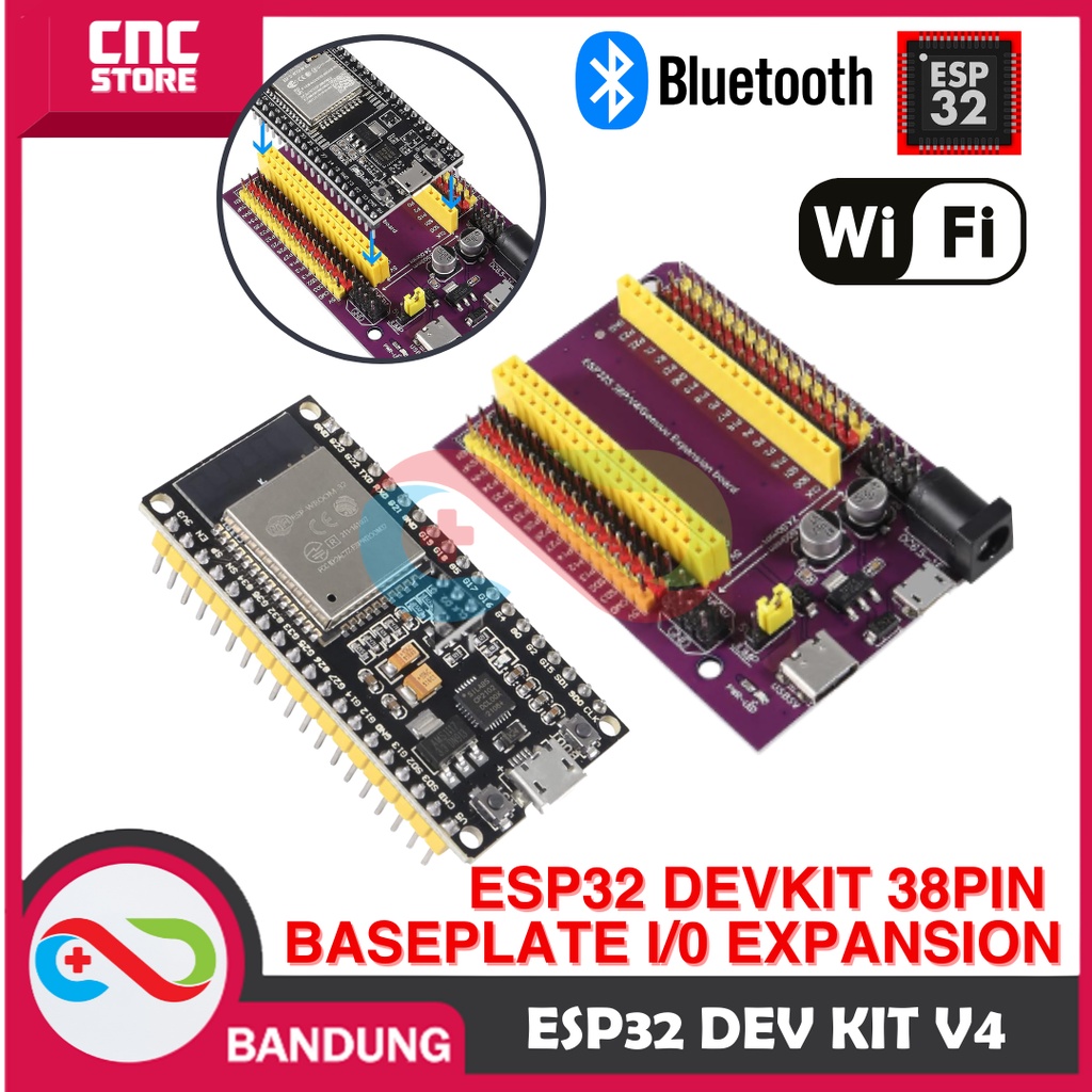 

ESP32 ESP-32 DOIT WIFI BLUETOOTH IOT ESP-32S DEVELOPMENT BOARD 38 PIN PLUS EXPANSION BASE PLATE