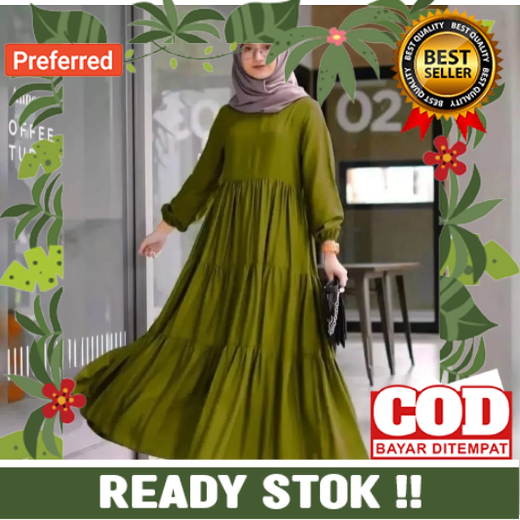 GAMIS RAYON SUSUN  POLOS REMPEL WANITA - GAMIS KATUN PREMIUM - GAMIS MODEREN 2023 TERBARU - GAMIS DE