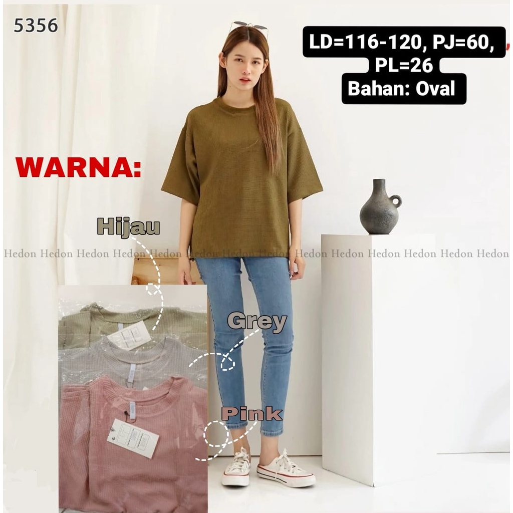 Kaos Wanita Import gaya terbaru bahan oval kualitas enak dipakai 5356 M2