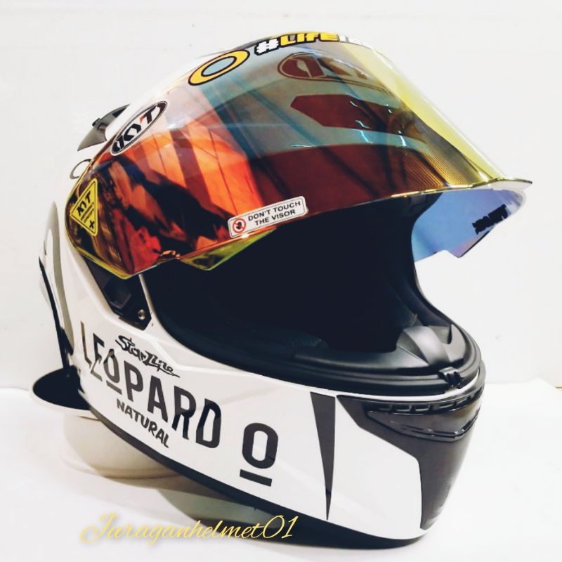 Helm Full Face Kyt Tt Course Paket Ganteng Putih Leopard
