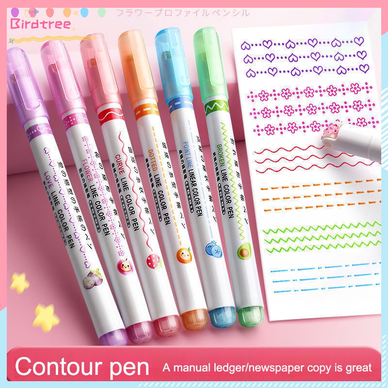 

[Readystock❤️COD]Pena Garis Bentuk Bunga Pena Penanda Kurva Rol Penanda Sorotan Berwarna Siswa yang disalin dengan tangan Highlighter Marker Set