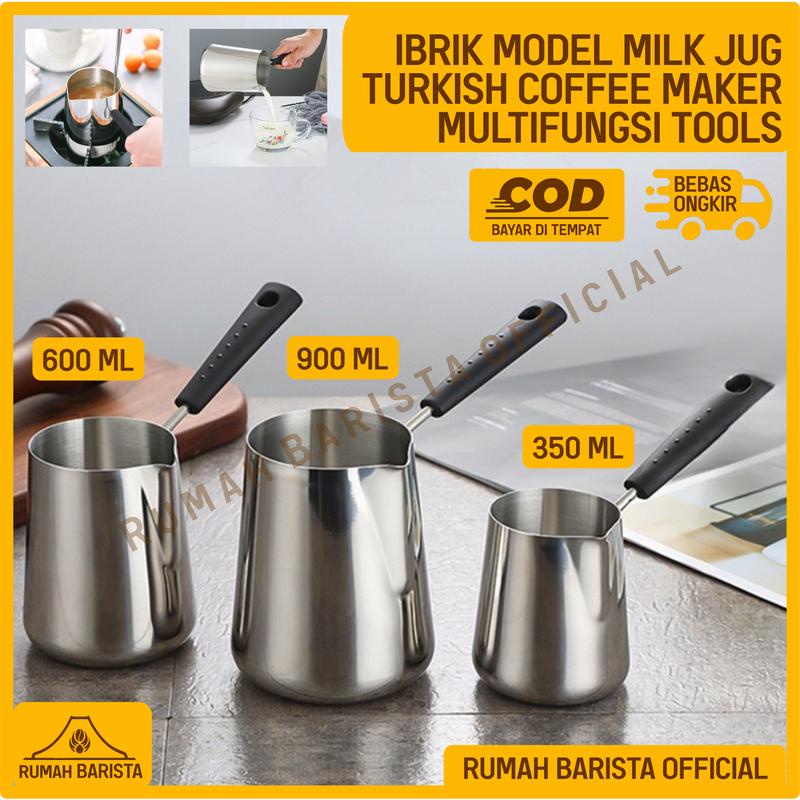 Turkish Ibrik Model Milk Jug 350ML 600ML 900ML Cezve Kahve Ibrix Stainless Steel - Milk Jug Long Han