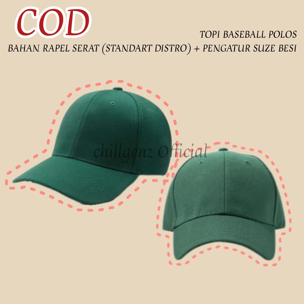 CGN - Topi Baseball Polos / Topi Distro/ Topi Pria Wanita - Hijau Botol