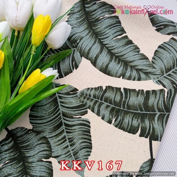 [CS] KKV167 Uk 48x145cm Kain Kanvas Bahan Rapel (Semi Jeans) Banana Leaf