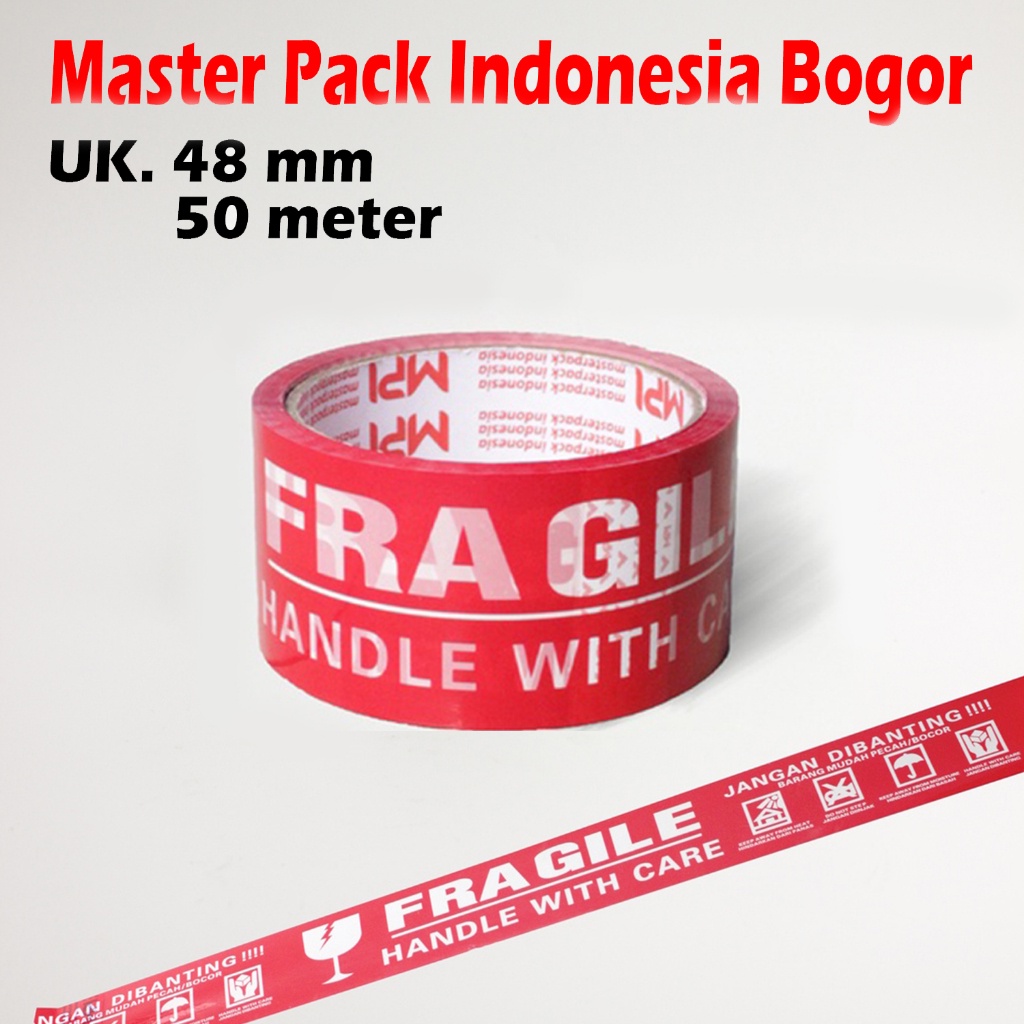 

Lakban Fragile Merah 48 mm x 50 Yard - Handle With Care Jangan Di Banting - MPI