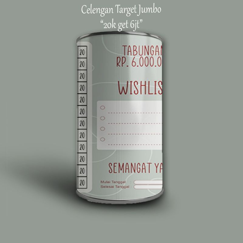 TABUNGAN ANAK CELENGAN TARGET JUMBO KARAKTER (20RIBU TARGET 6JUTA) CELENGAN ANAK SOUVENIR CELENGAN A