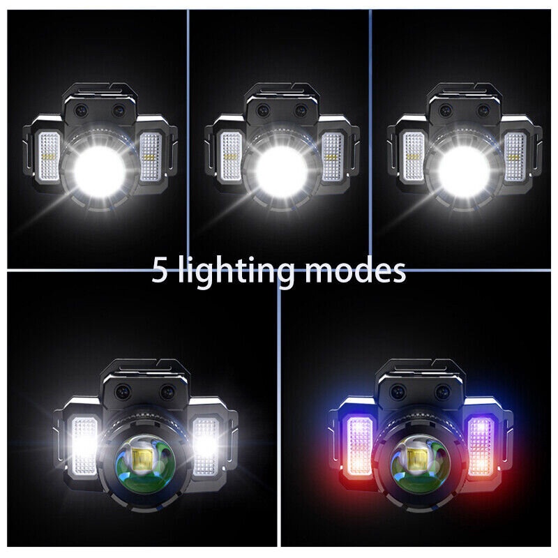 【COD】Lampu Kepala LED Super Terang 5000 Lumen dengan Sensor Tangan USB Charging Senter Sorot dengan 6 Mode Cahaya Lampu Kepala Untuk Memancing