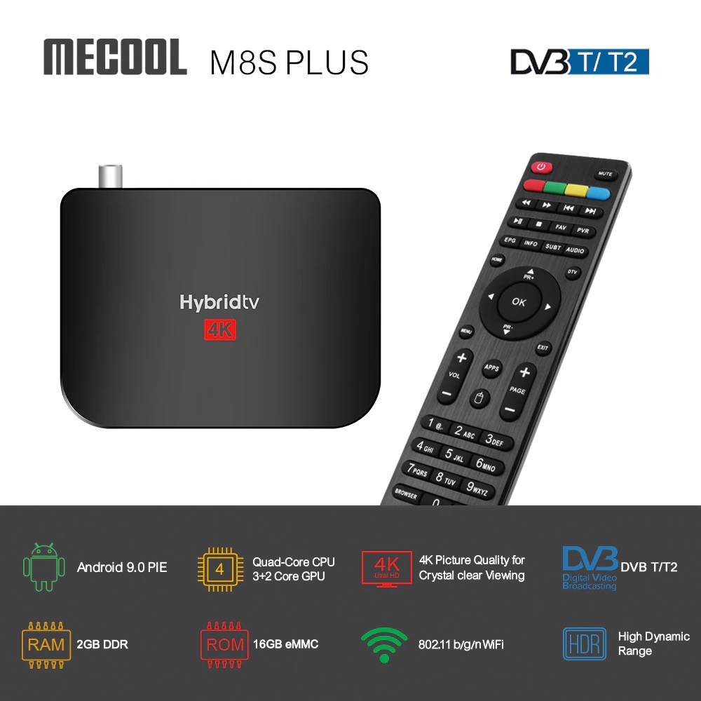 AKN88 - MECOOL M8S PLUS - Hybrid TV 4K UHD - STB Android DVB-T2
