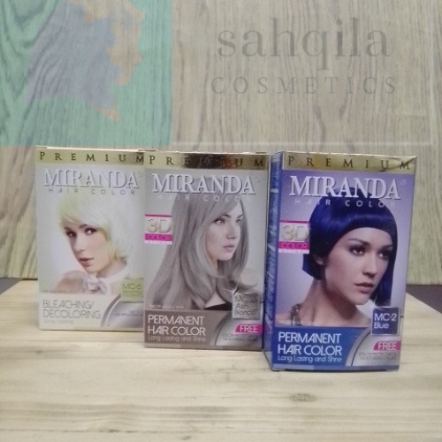paket 3in1 ombre Miranda Premium Hair Colour Blue  + Ash Blonde Dan Bleaching 30ml/Paket Ombre Rambu
