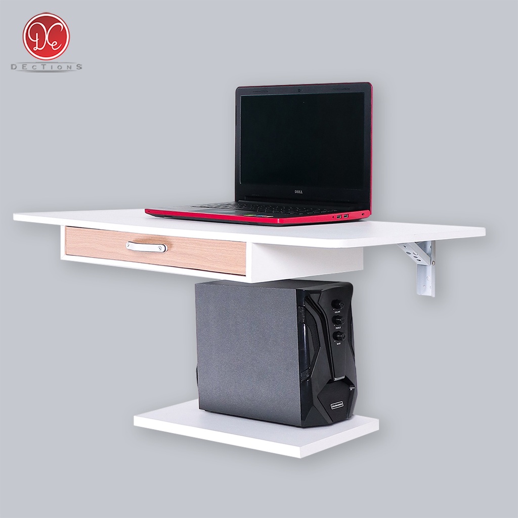 Dections Set Meja Komputer Laptop Tempel Dinding Laci 80x50cm - Meja Belajar Kamar Minimalis