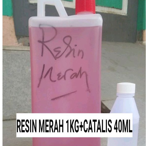 Resin merah 1kg + catalis / resin merah catalis / fiberglass merah / resin merah / resin fiberglass 