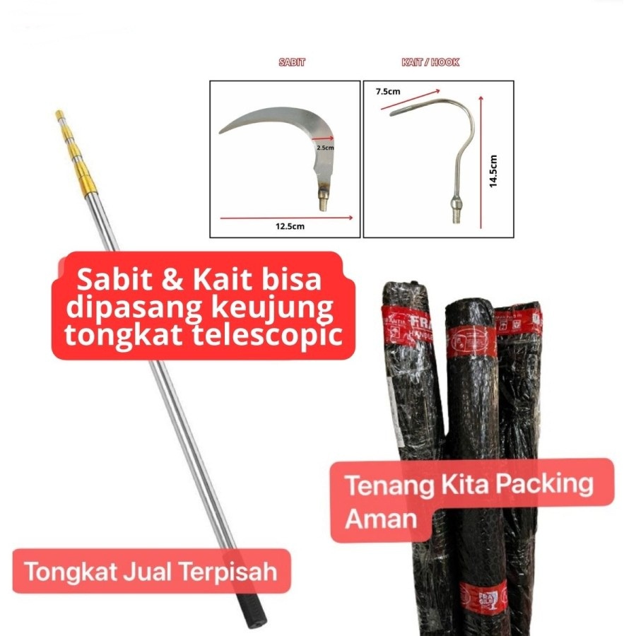 Tongkat Pemetik Buah 6 Meter Teleskopik Serbaguna Dengan Sabit
